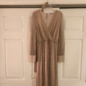 Long, Sequined, Champagne Gown